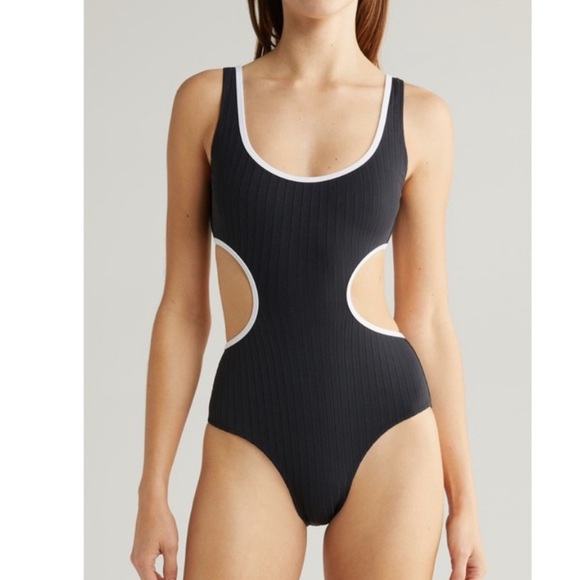 Solid & Striped Sarah Cutout Rib One-Piece Swimsuit SIZE SMALL 1152 - Picture 2 of 7